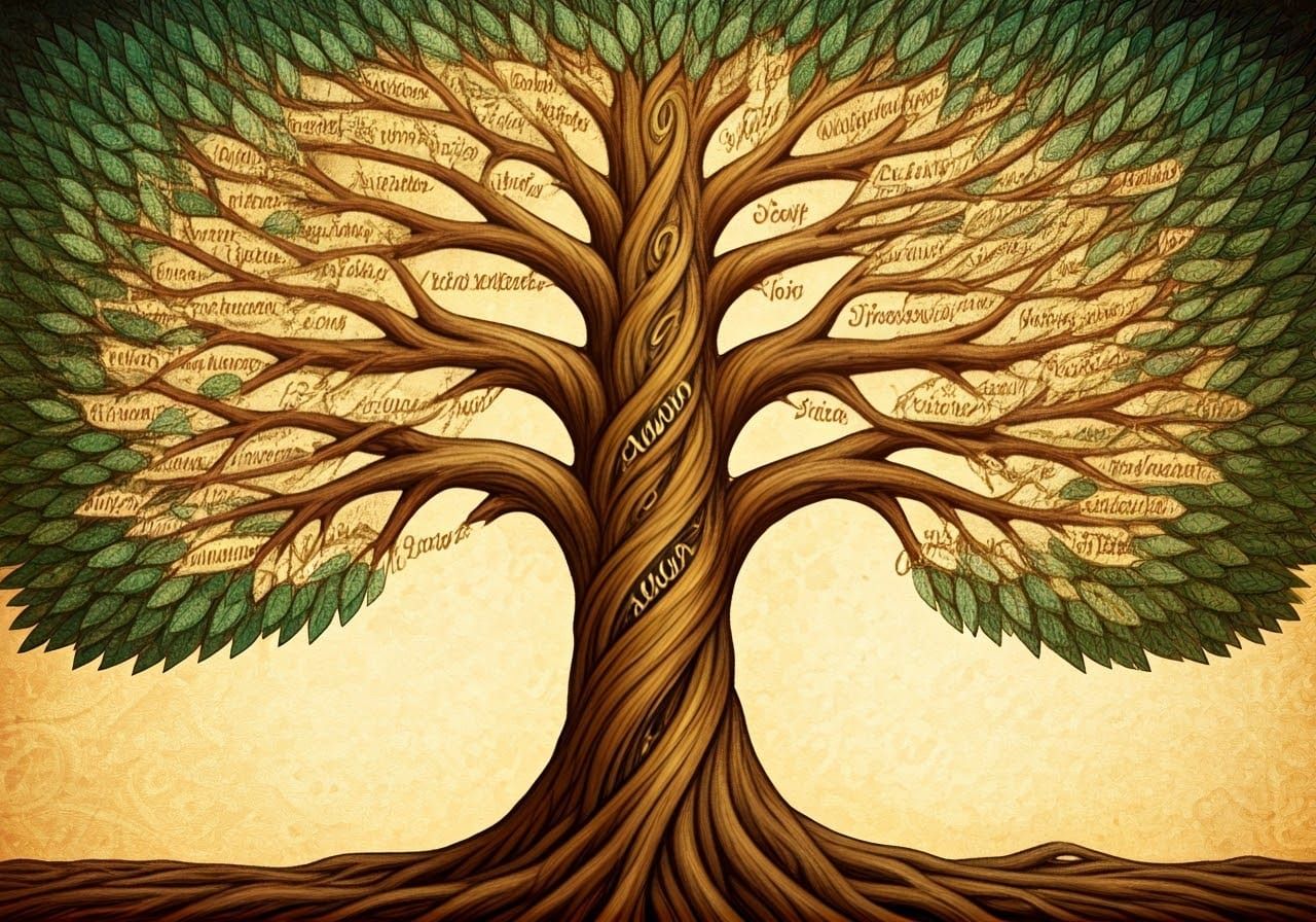 Ornate Genealogy Tree with Biblical Patriarchs