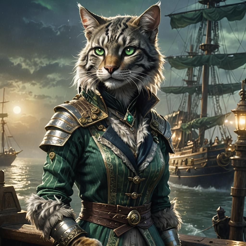 Fantasy Tabaxi Character in Dreamy Moonlight