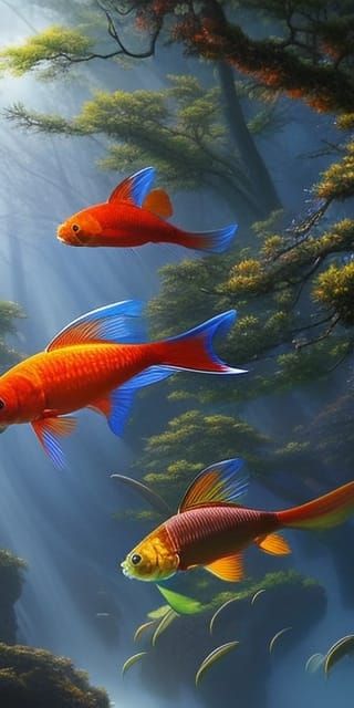 Radiant Koi Fish Portrait in Surreal Style