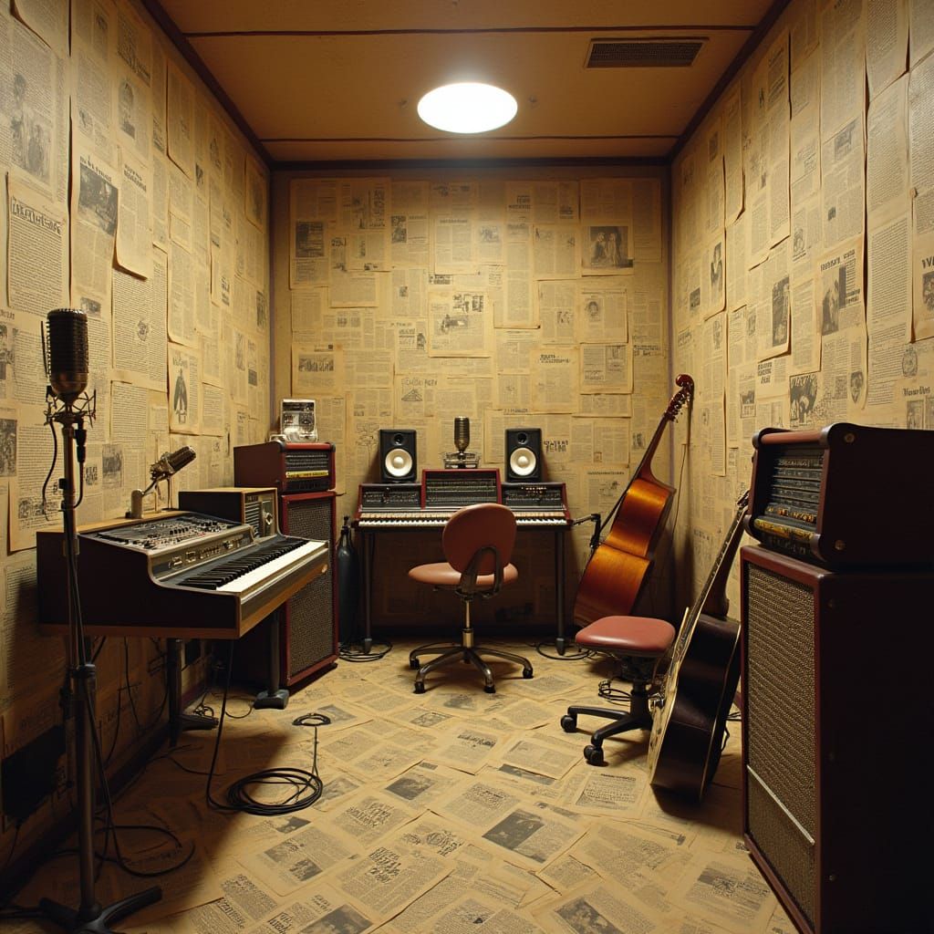 Vintage Recording Studio in Retro-Futuristic Style