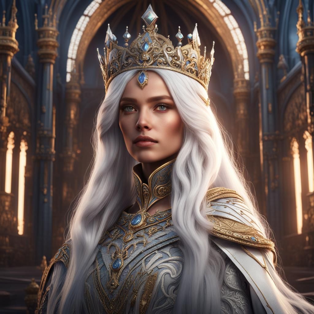 Young Queen Coronation: Detailed Fantasy Concept Art