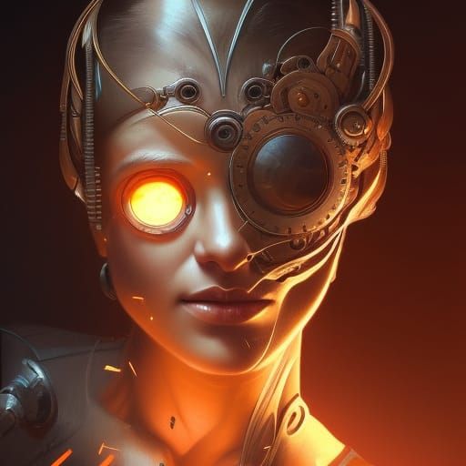 Cybernetic Warrior Portrait in Dynamic Lighting