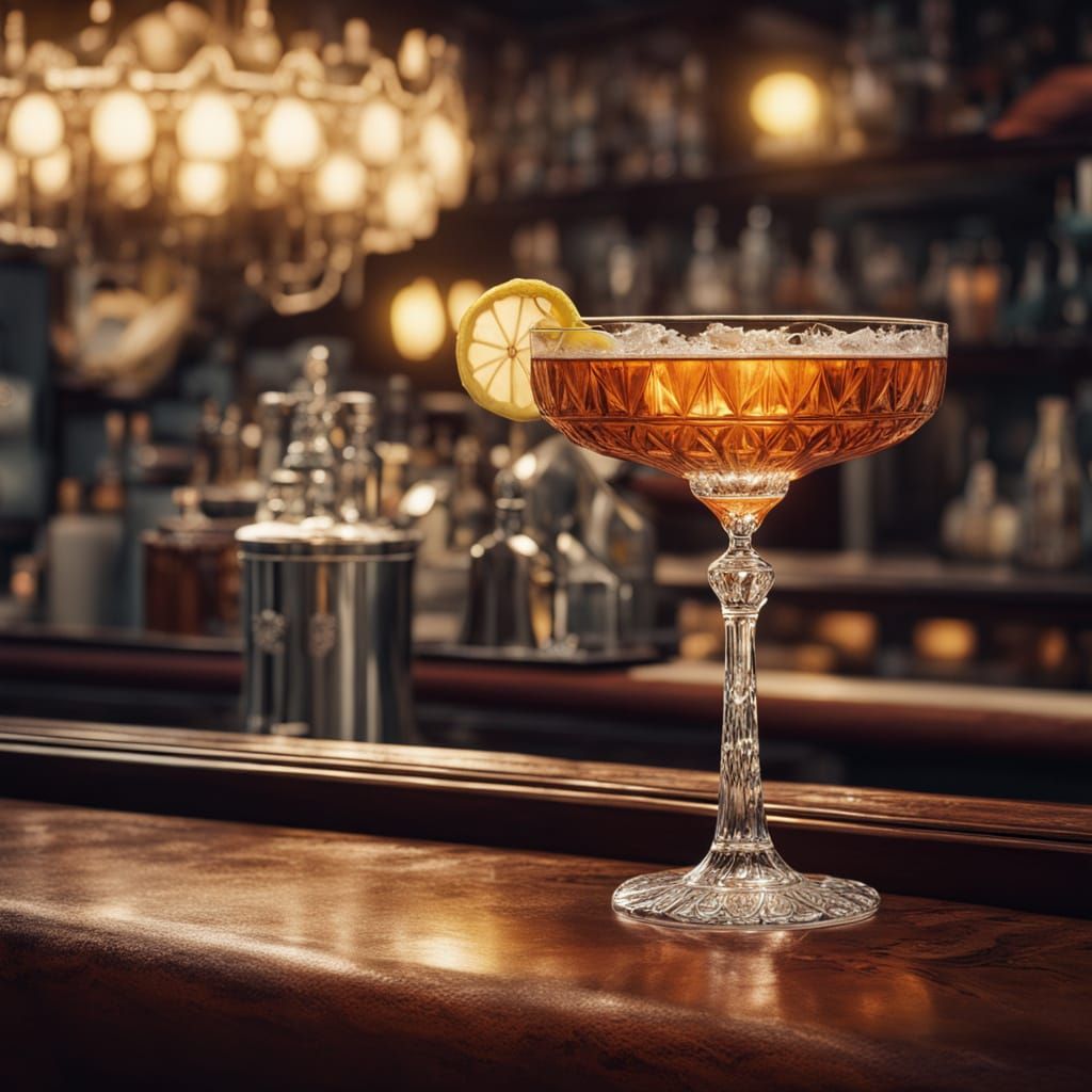 Elegant 1920s Cocktail in Art Deco Style