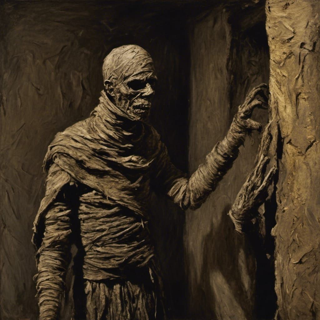 Eerie Mummy in Museum Hallway