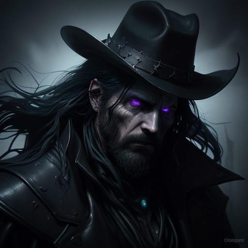 Dark Surreal Cowboy with Spectral Aura