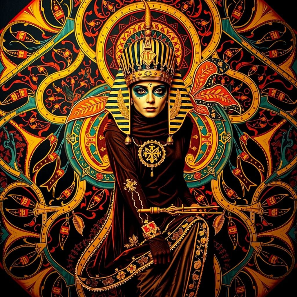 Harlequin, Geisha, and Tutankhamun: Photorealistic Full Body...