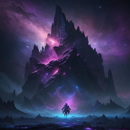 Pink Cosmic Entity on Galactic Throne: Digital Art