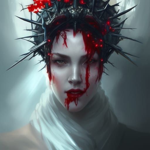 Crown of Blood Thorns Portrait in Hyperdetailed Style