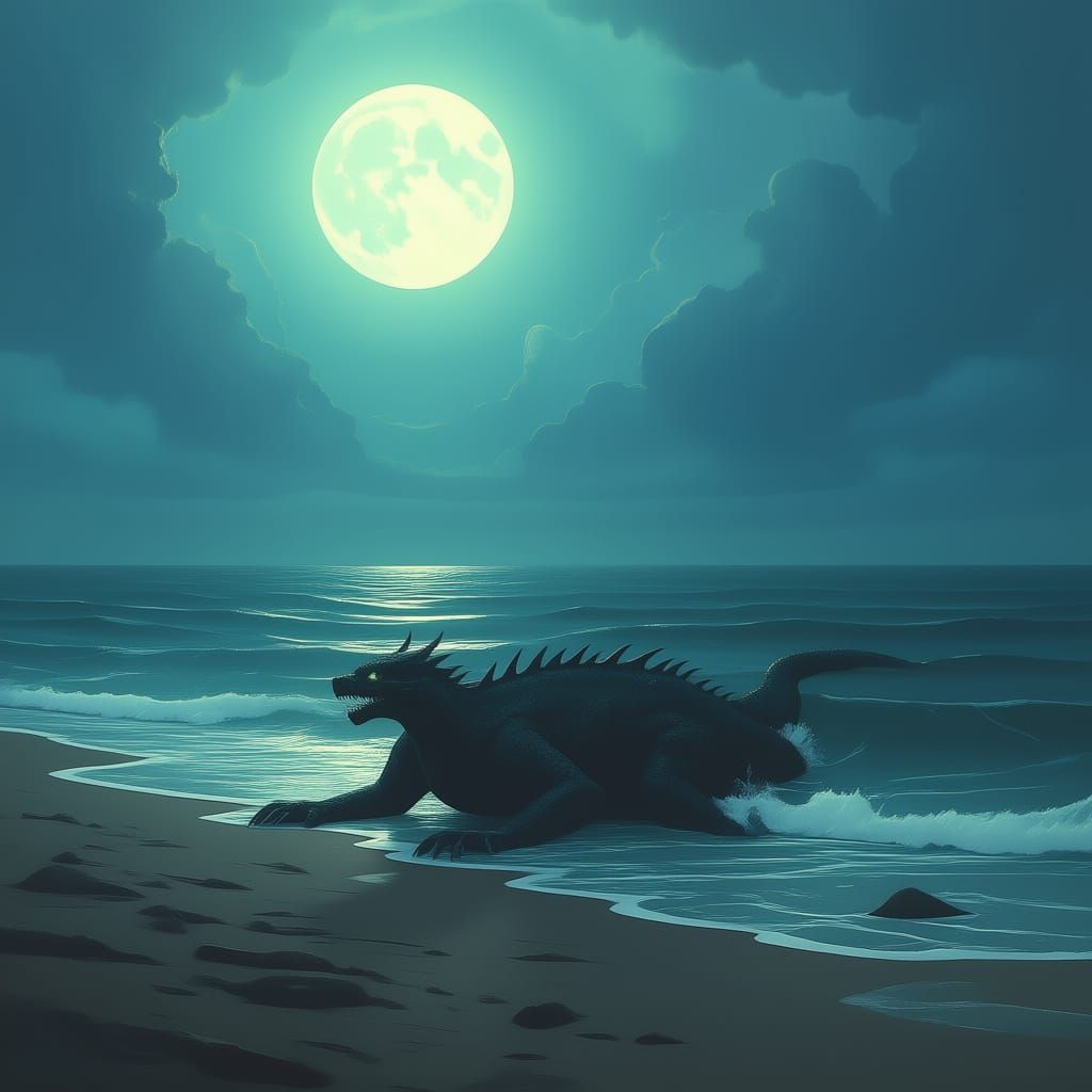 Ghost Watches Serpent Monster Take Body By Dark Ocean