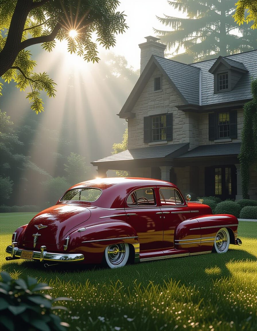 Steampunk 1948 Sedan in Metallic Red