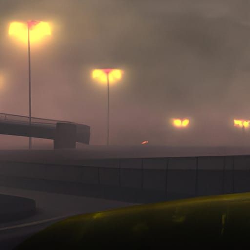 Overlapping Roads in Fog: A Matte Painting