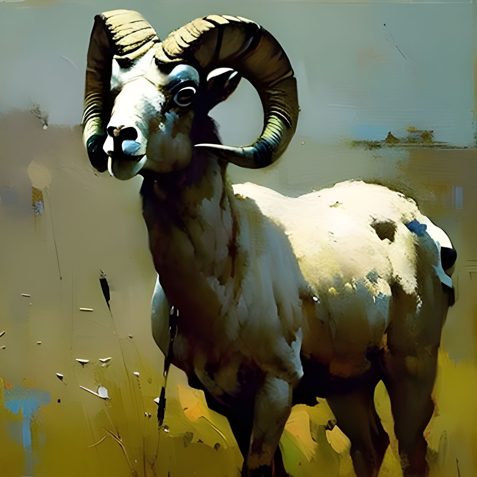 Zombie Bighorn Sheep in Painterly Style