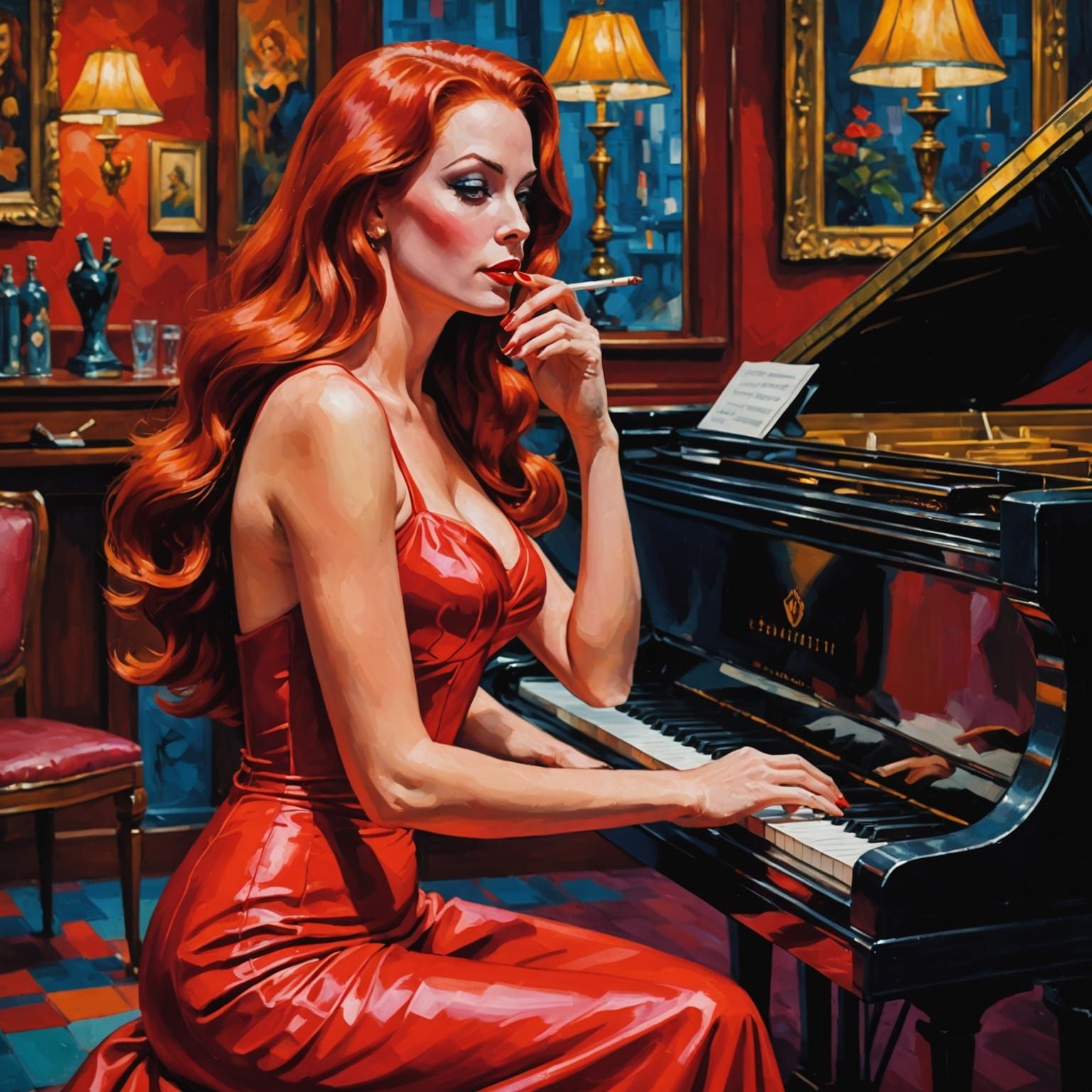 Sultry Siren in a Vintage Nightclub Scene