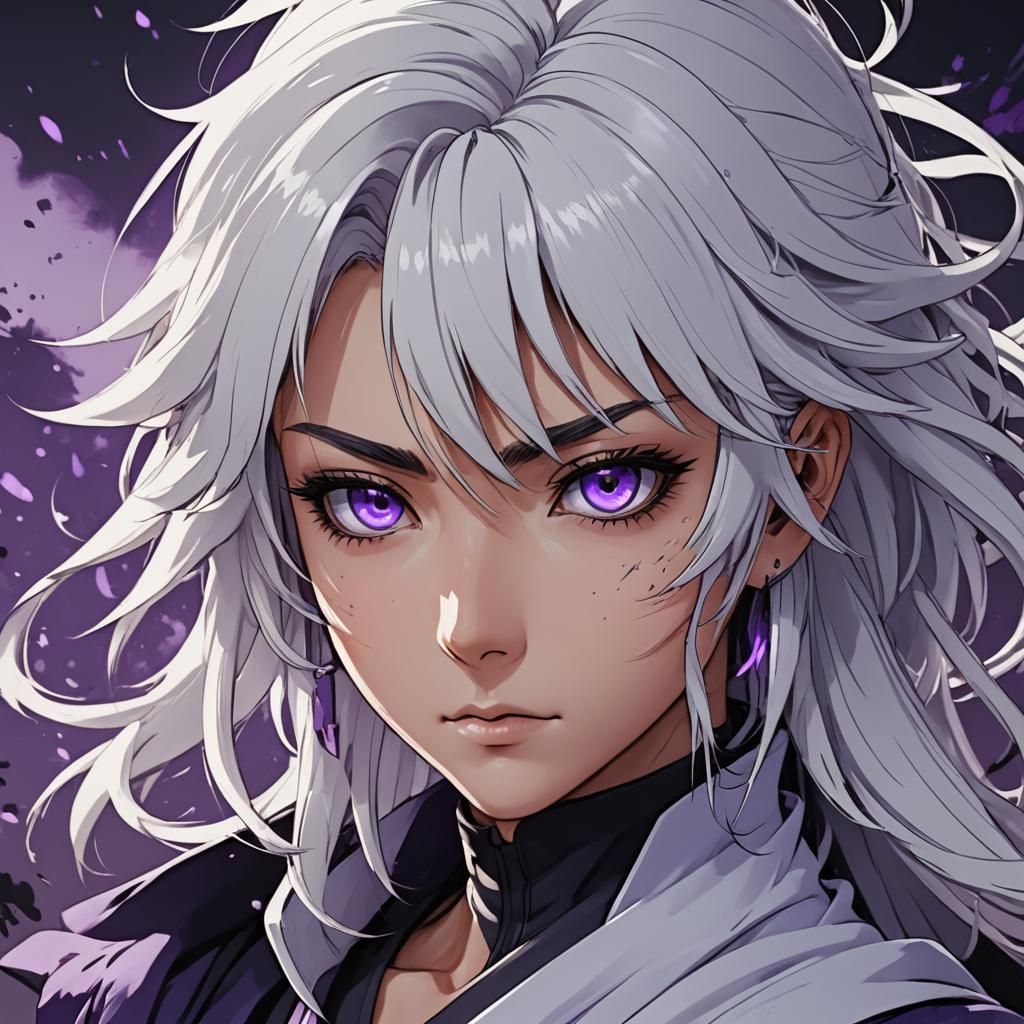 Anime Ninja Beauty with Purple Eyes