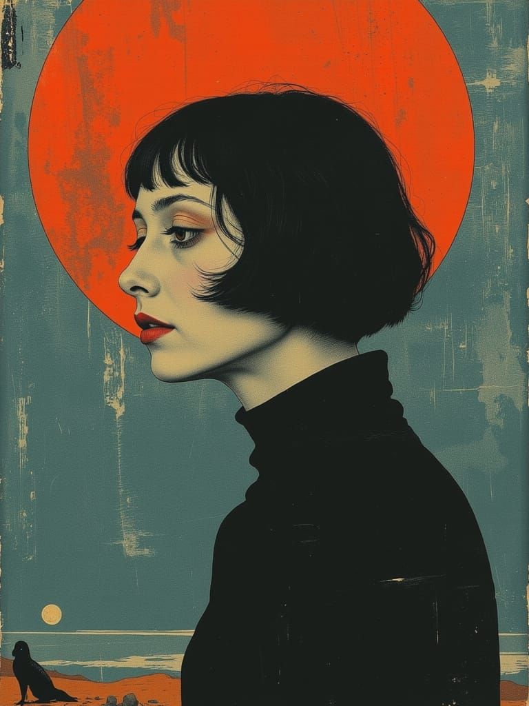 Gothic Dreamcore Woman with Orange Hair