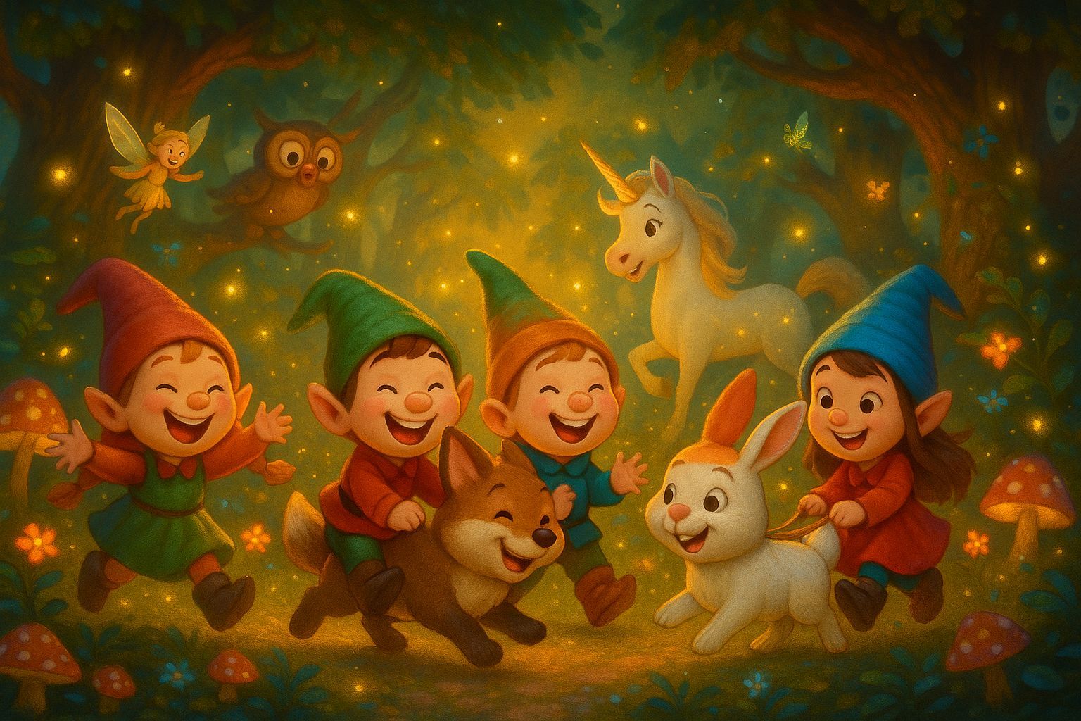 Whimsical Fairytale Forest in Vibrant Colors