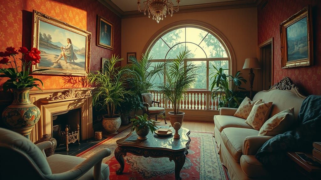 Luxurious Apartment in Tetradic Colors with Opulent Details