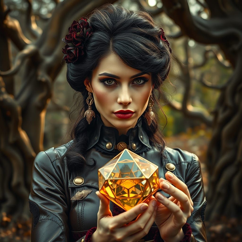 Victorian Woman with Golden Octahedron