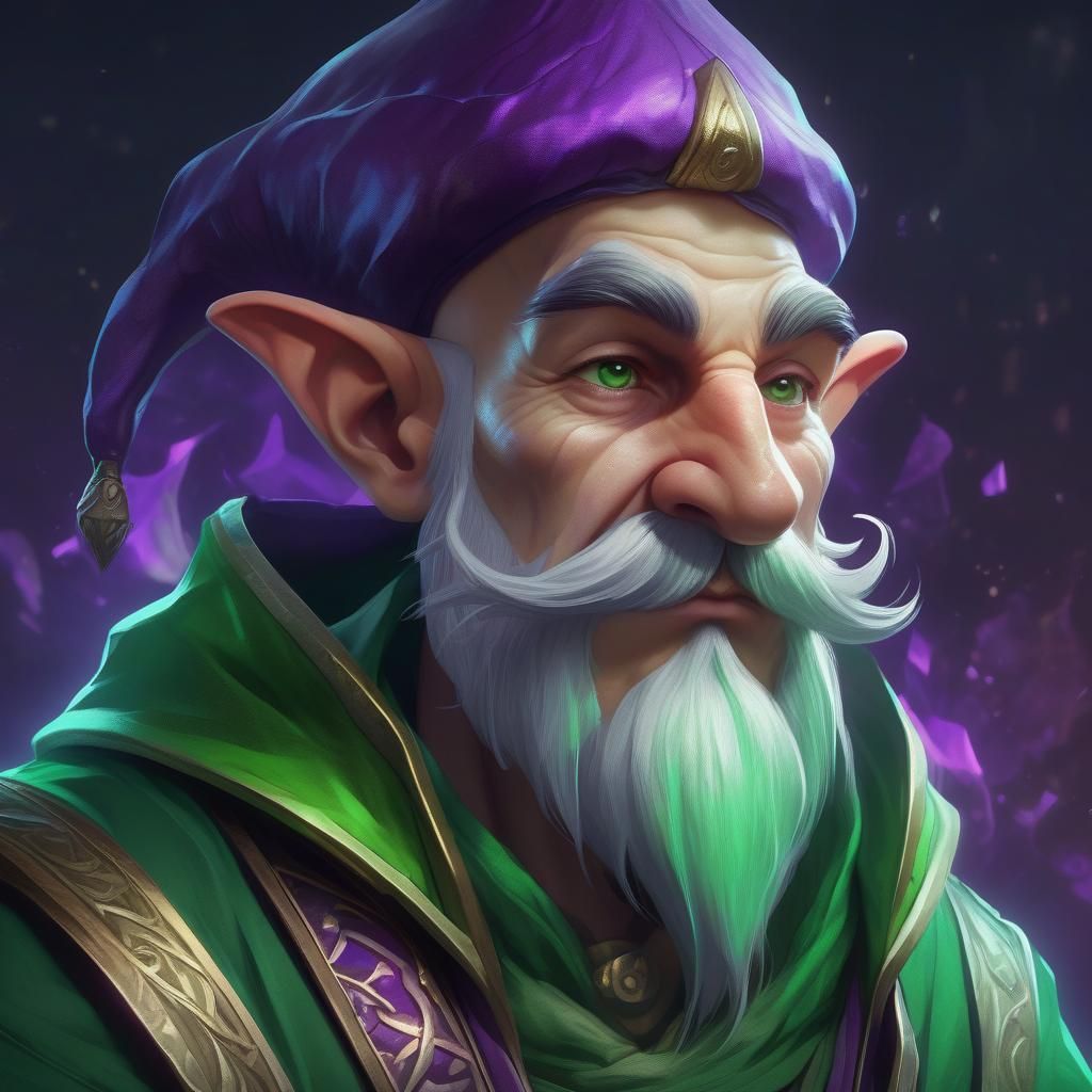 Gnome Sorcerer Portrait in D&D Concept Art Style