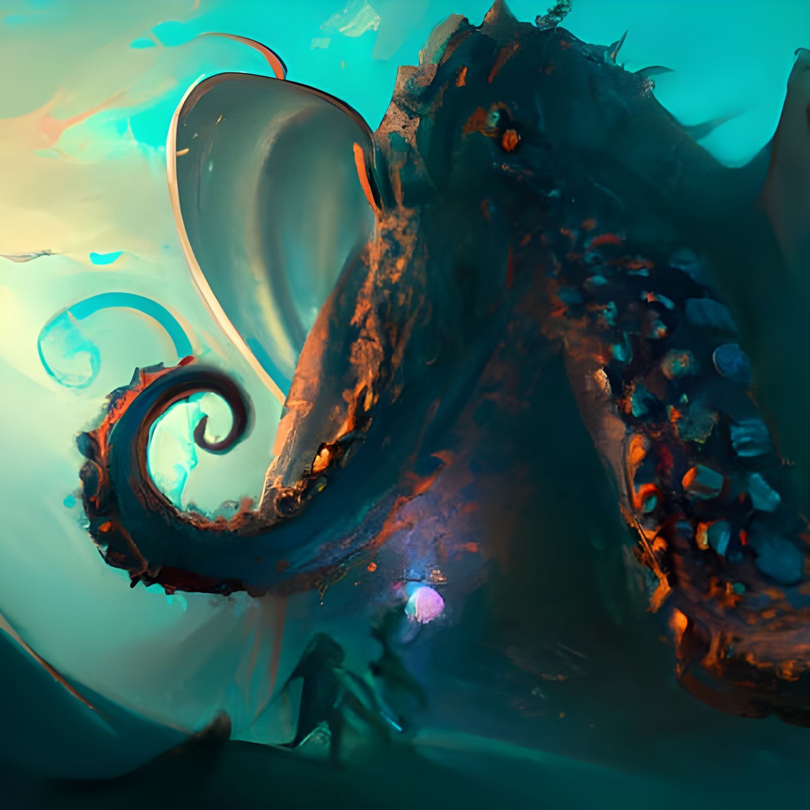Detailed Kraken Digital Painting in Mystical Colors