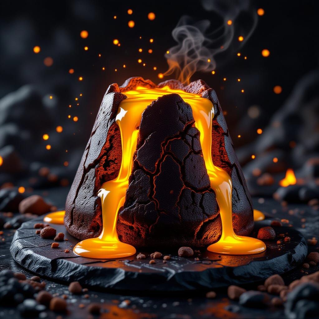 Volcano Chocolate Lava Cake Fortress in 8K