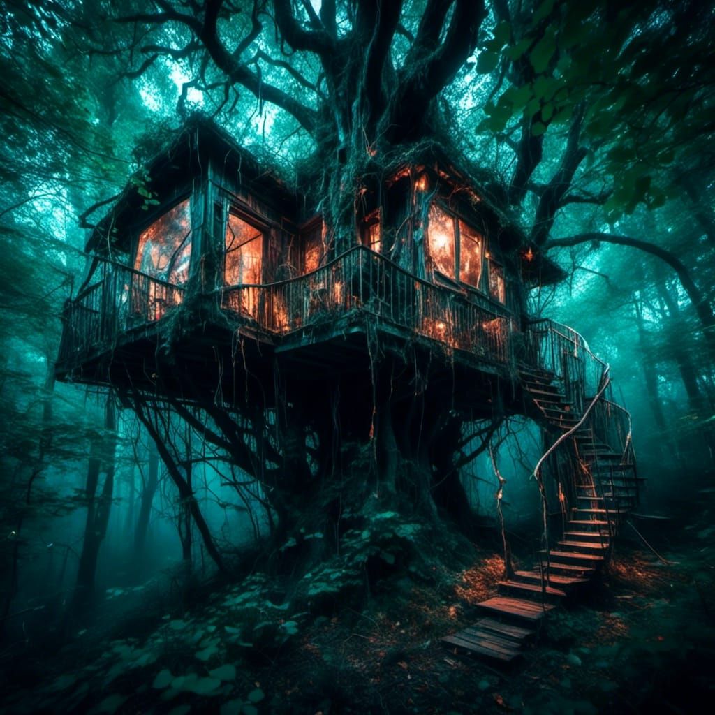 Spectral Treehouse With Internal Illumination