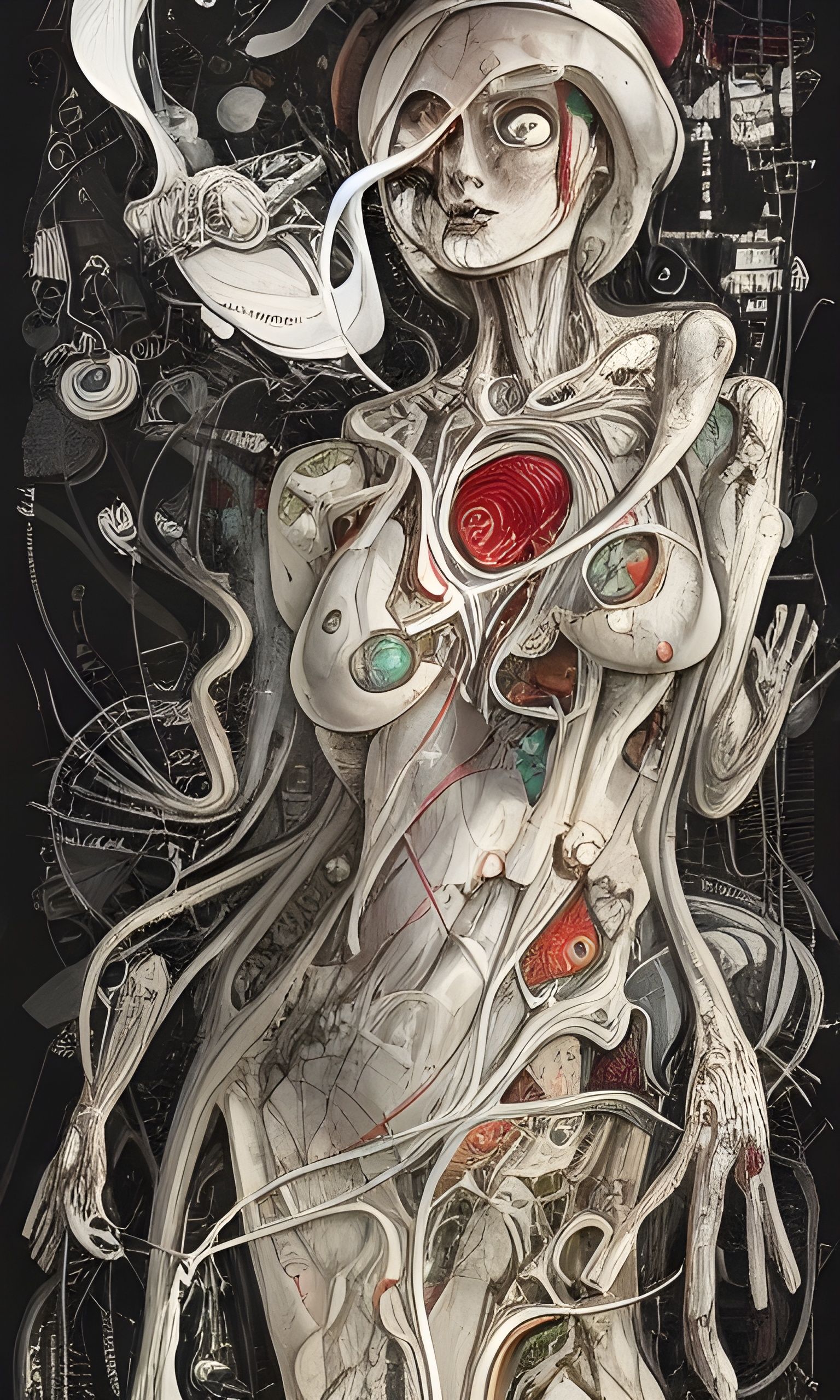 Milk Goddess Cross-Section Illustration in Mixed Media