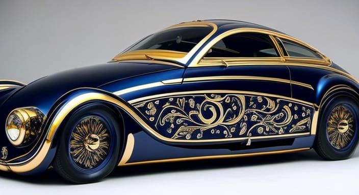 Ornate Futuristic Car in Faberge Egg Style