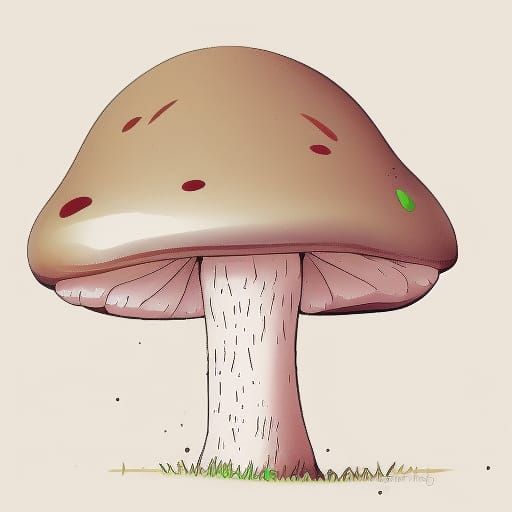 Cute Mushroom Line Art: Detailed Matte Painting