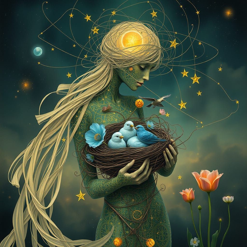 Dreamlike Mindscape: Woman Intertwined with Nature