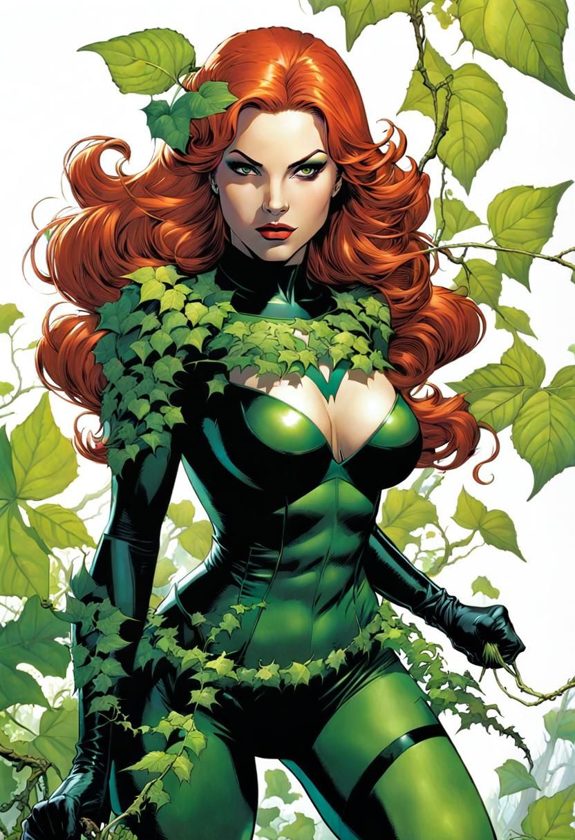 Poison Ivy Double Exposure Portrait in Comic Book Style