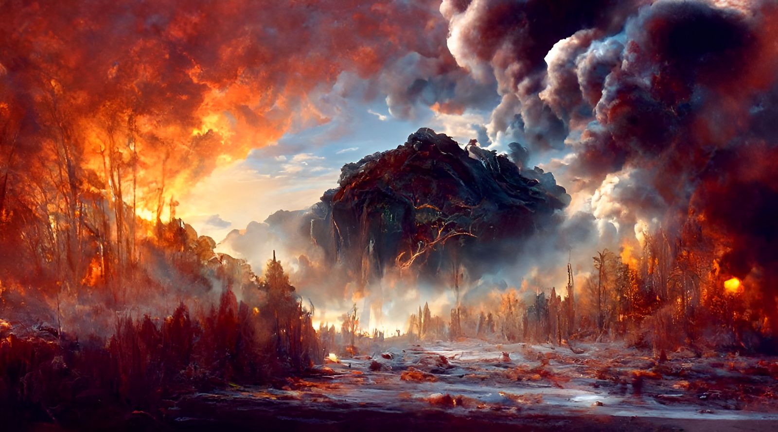 Inferno: Mountain Forest Fire Landscape