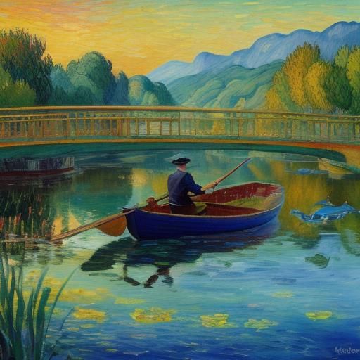 Sailor Boy Pulling Boat: Gouache Impressionist Painting