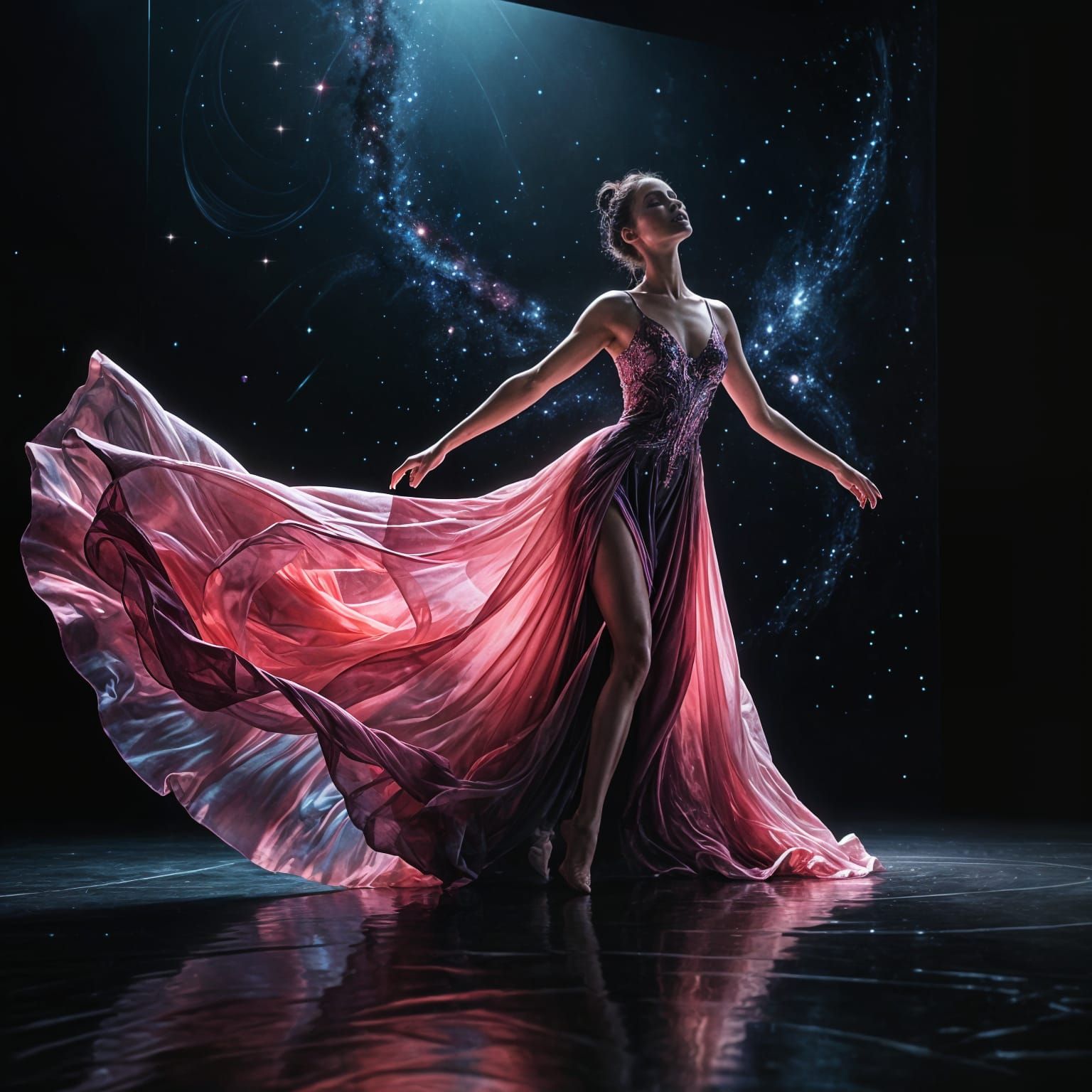 Ethereal Ballerina in Cosmic Dance