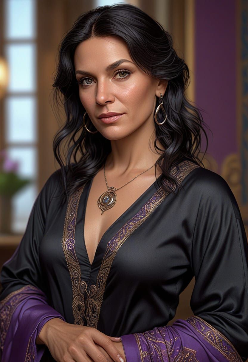 Hyper-Realistic Portrait of an Elegant Mature Woman in Triad...