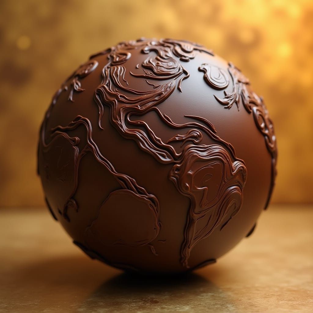 Chocolate Earth Sculpture in Nostalgic Futurism Style