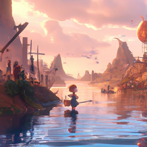 Ponyo in Detailed Matte Painting Style