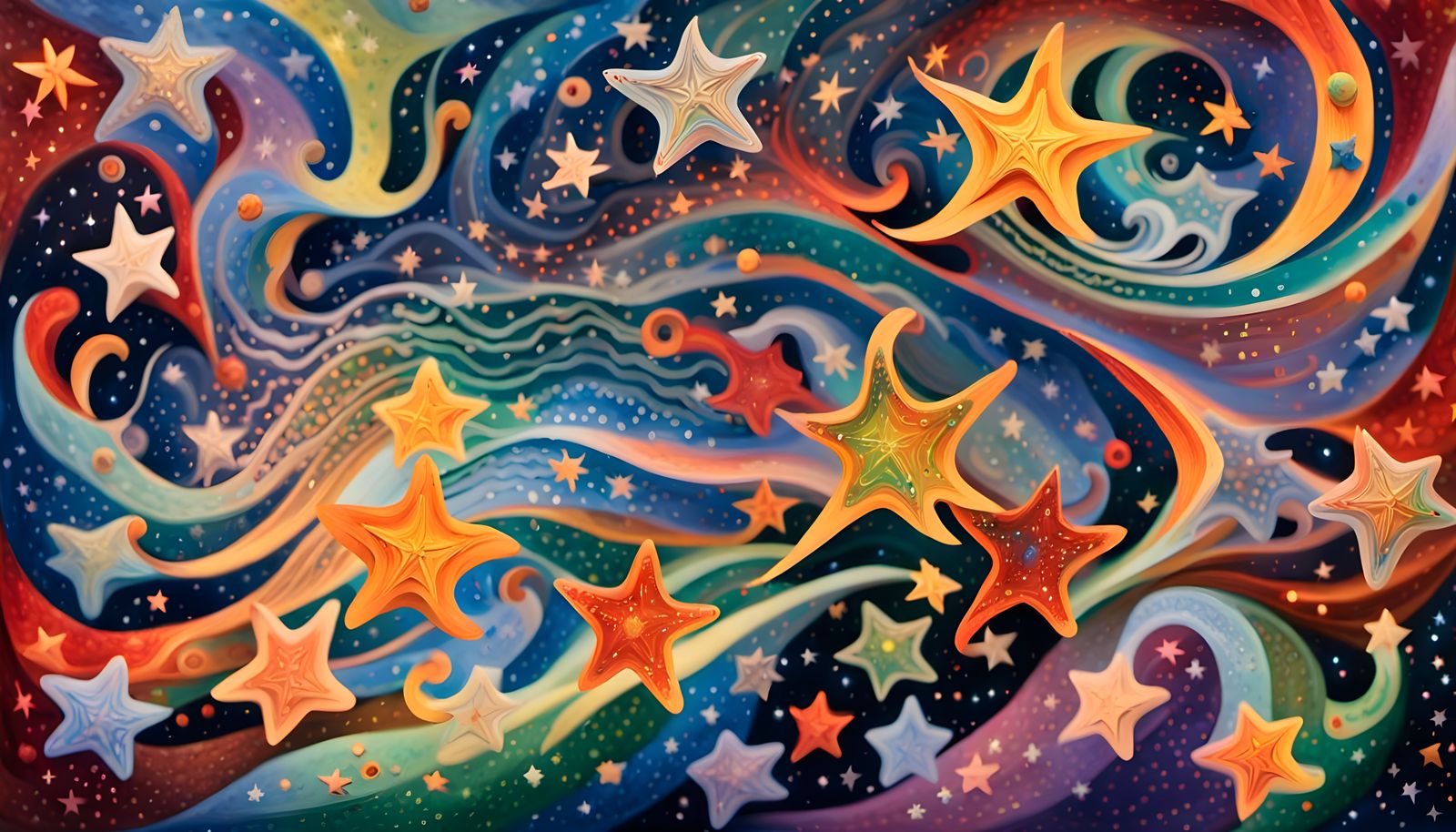 Cosmic Star Being in Aboriginal Impasto Painting