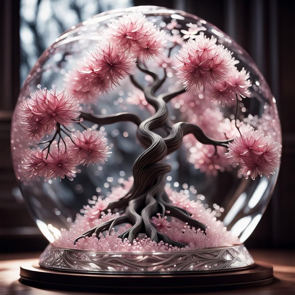 Crystal Sakura Tree: Detailed CGI Masterpiece
