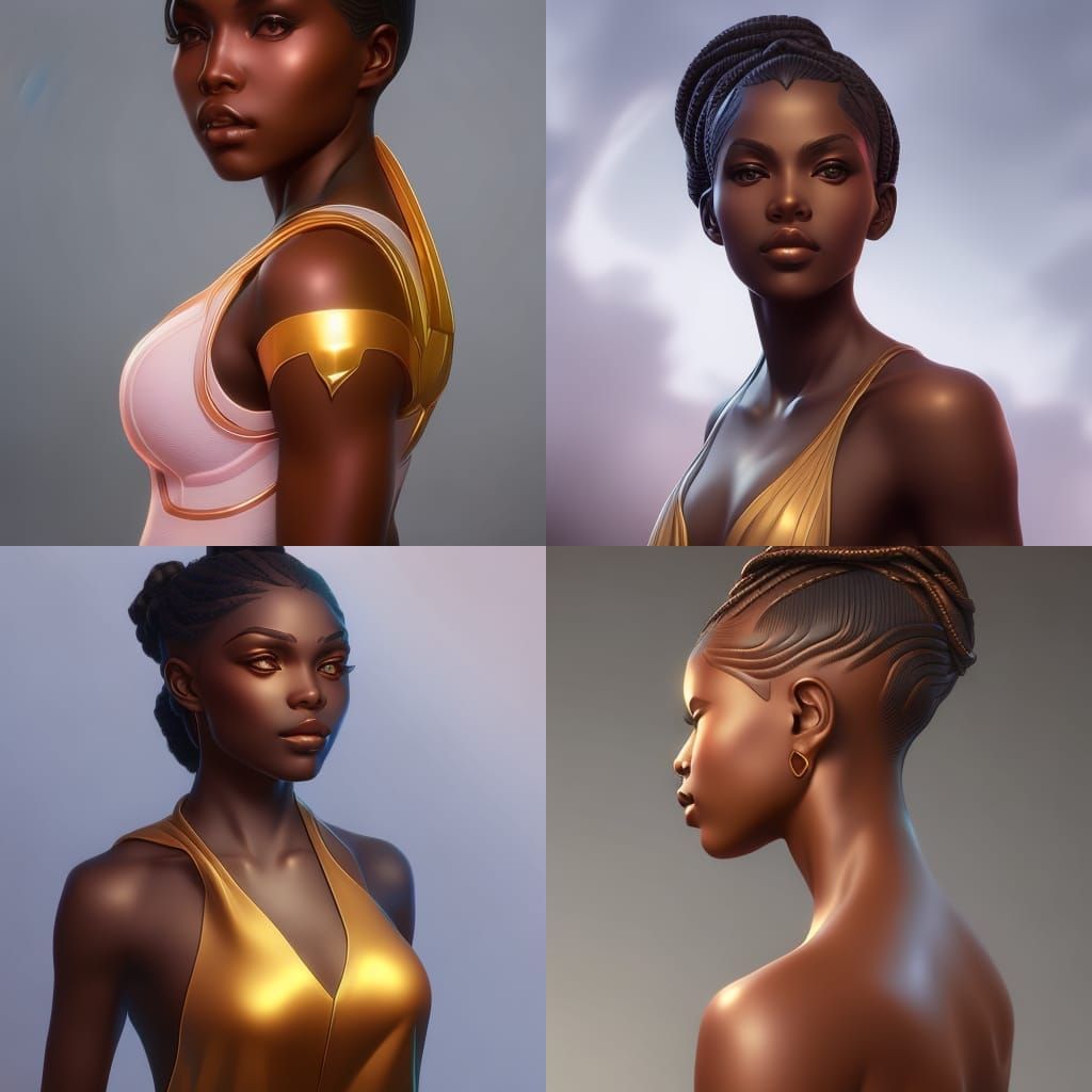 Hyperdetailed Portrait of Black Teen in Art Nouveau Style