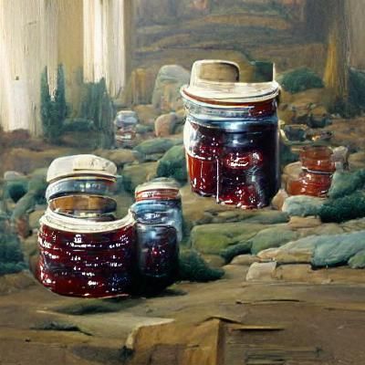 Jars of Jam in Oil Painting Style