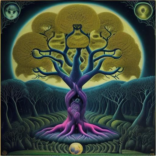 Psychedelic World Tree of Life in Oil Painting Style