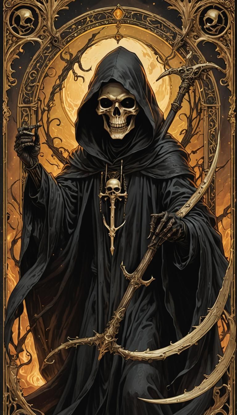 Grim Reaper Leaps from Death Tarot Card