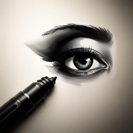 Eye in Ink Painting Style