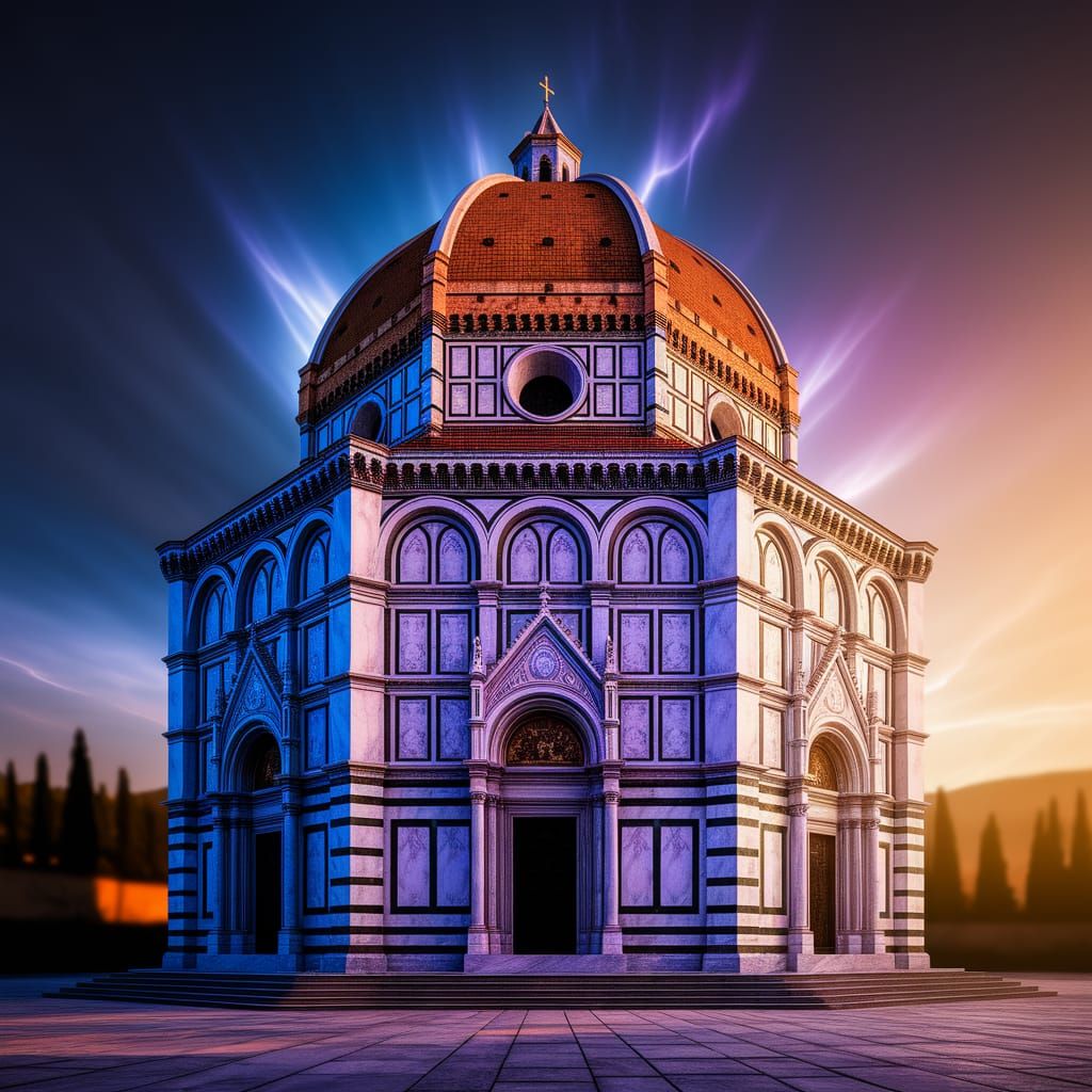 Florence Baptistery Captured from Dramatic Low Angle