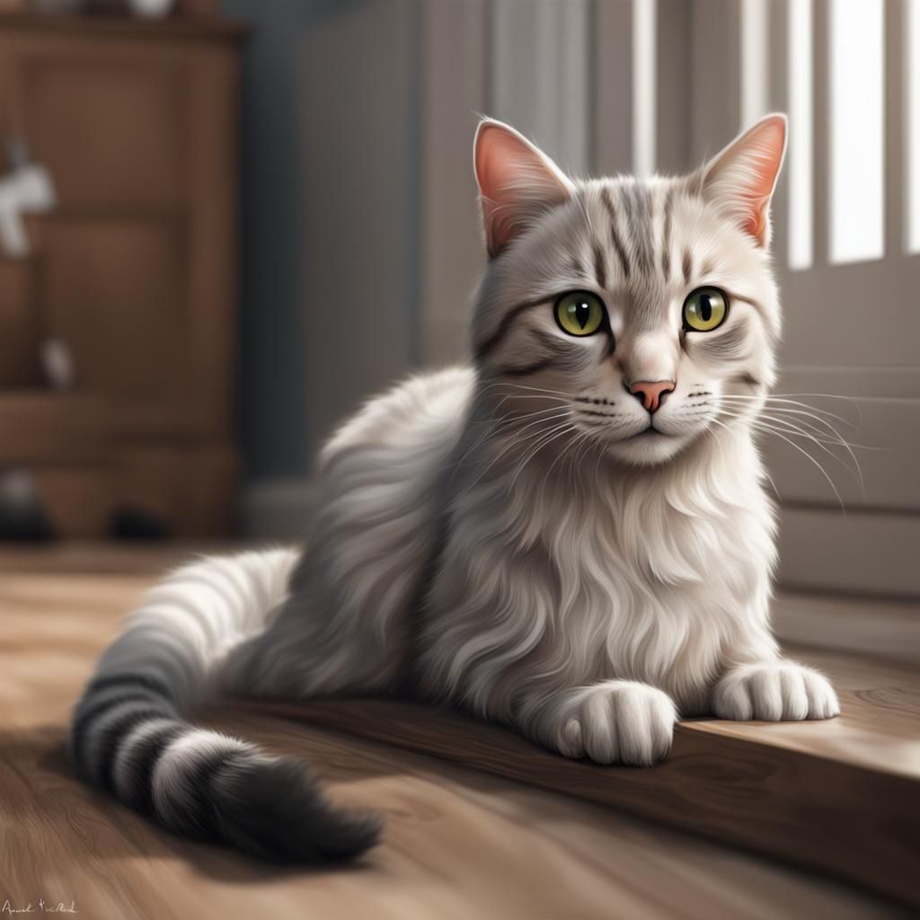 Realistic Grey Cat Image