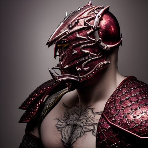 Fantasy Warrior with Dragon Helm in Ethereal Style