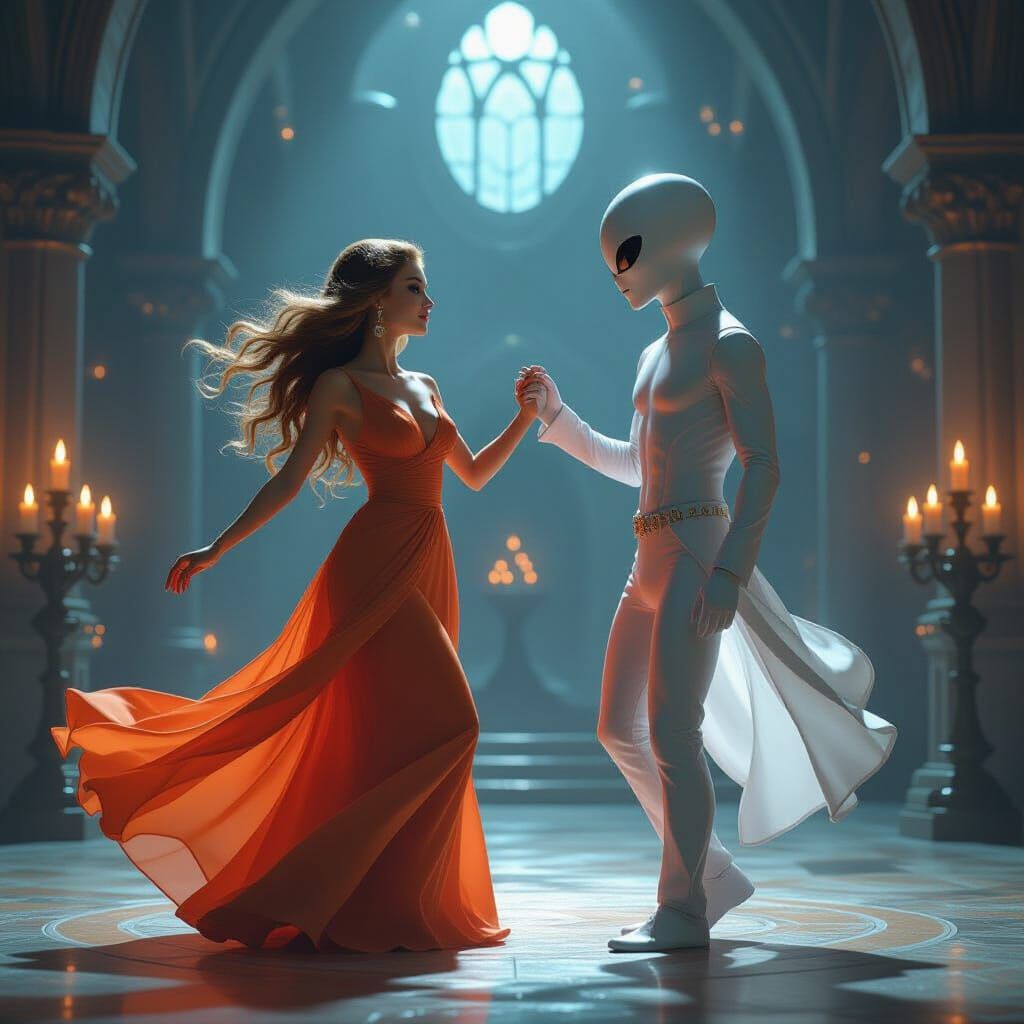 Aliens Dancing in Candlelit Castle