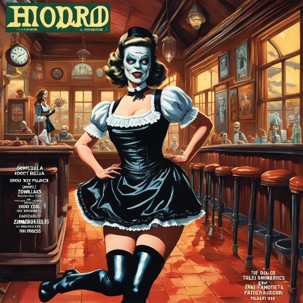 Zombierella on Magazine Cover, Detailed Digital Art