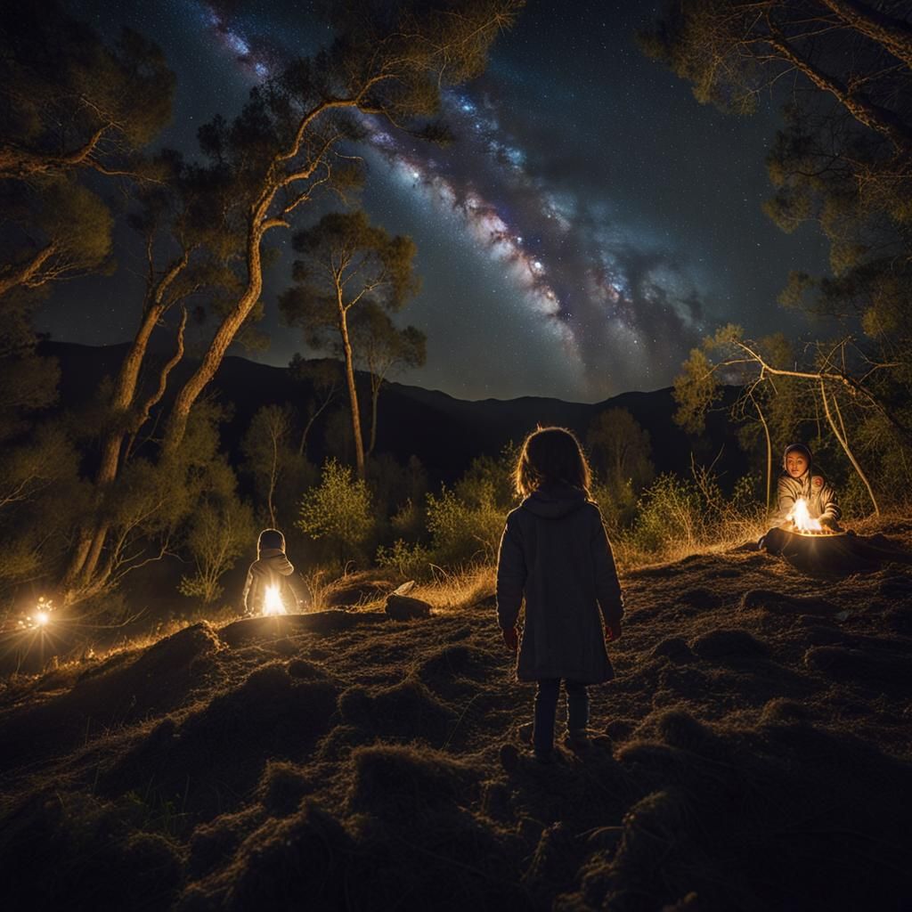 Enchanted Forest Matte Painting with Fireflies